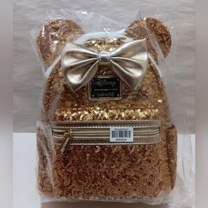 Loungefly X Disney Sequin Minnie Mini Backpack - Yellow Gold